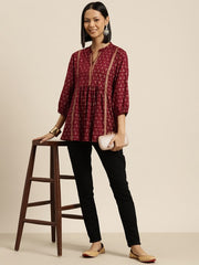 Maroon printed Designer tops