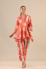 Kaira Mango Orange Jaipur Print Co-Ord Set