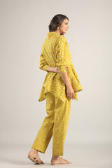 Meera Mustard Yellow Flared Co-Ord Set