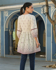 Kamini Off-White Floral Embroidered Ethnic Top