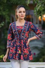 Irtiqa Floral printed U-neck top