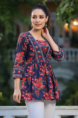 Irtiqa Floral printed U-neck top