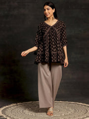 Black Pinted Cotton Kurti