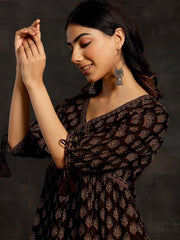 Black Pinted Cotton Kurti