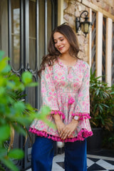 Premium ivory printed tops
