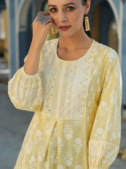 Armalia Lemon-Yellow Ethnic Printed Short Top