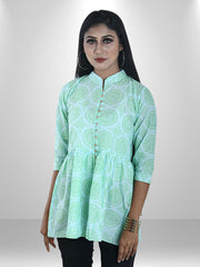 Rubi Mint Ethnic Printed Casual Top