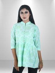 Rubi Mint Ethnic Printed Casual Top