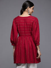 Mastani Maroon Red Puff Sleeves Frock