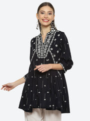 Rajanigandha Queen Black Tunic Top