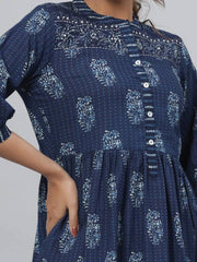 Nargis Blue ethnic Printed Short Top