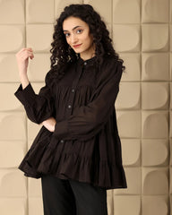Black Pure Cotton Designer Tops