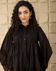 Black Pure Cotton Designer Tops
