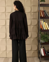 Black Pure Cotton Designer Tops