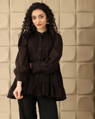 Black Pure Cotton Designer Tops